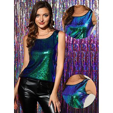 Women's Sequin Shining Party Round Neck Tank Top