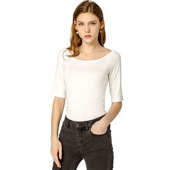 Women's Half Sleeves Scoop Neck Fitted Layering Top T-Shirt