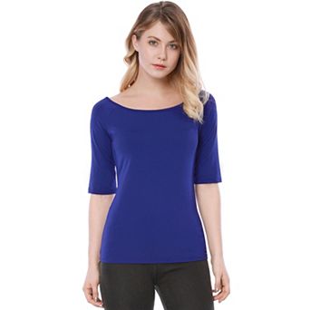 Women's Half Sleeves Scoop Neck Fitted Layering Top T-shirt