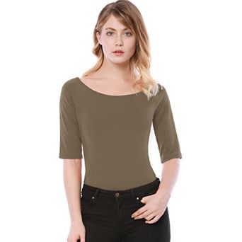 Women's Half Sleeves Scoop Neck Fitted Layering Top T-Shirt