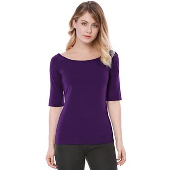 Women's Half Sleeves Scoop Neck Fitted Layering Top T-Shirt