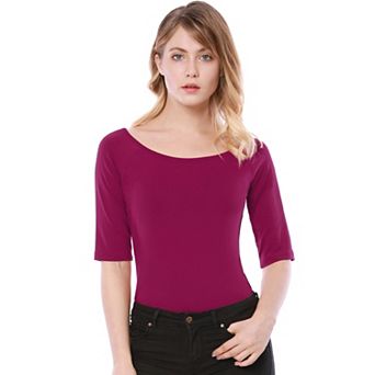 Women's Half Sleeves Scoop Neck Fitted Layering Top T-Shirt