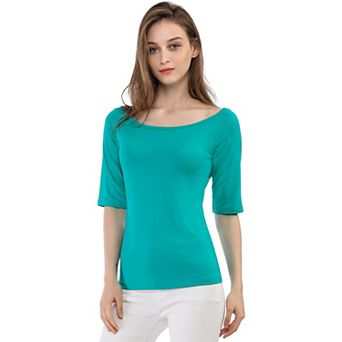 Women's Half Sleeves Scoop Neck Fitted Layering Top T-shirt