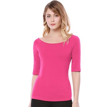 Women's Half Sleeves Scoop Neck Fitted Layering Top T-Shirt