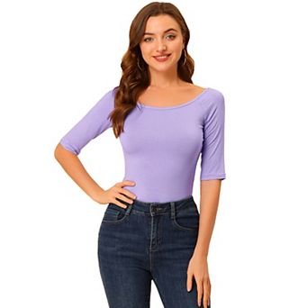 Women's Half Sleeves Scoop Neck Fitted Layering Top T-Shirt