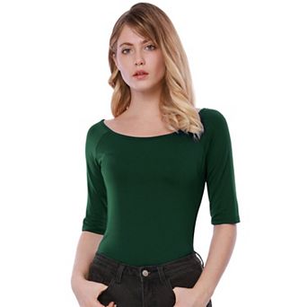 Women's Half Sleeves Scoop Neck Fitted Layering Top T-Shirt