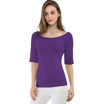 Women's Half Sleeves Scoop Neck Fitted Layering Top T-shirt