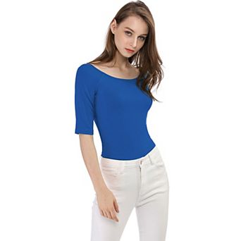 Women's Half Sleeves Scoop Neck Fitted Layering Top T-Shirt