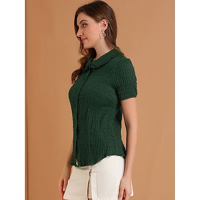 Women's Vintage Sweet Doll Collar Button Down Soft Shirt