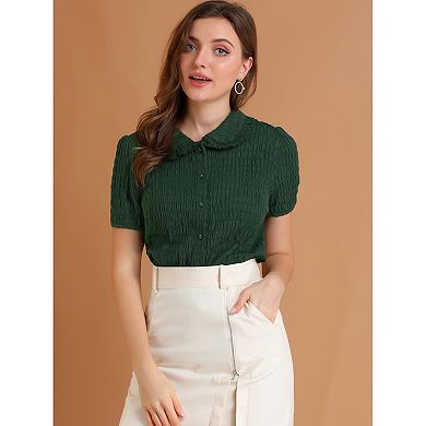 Women's Vintage Sweet Doll Collar Button Down Soft Shirt