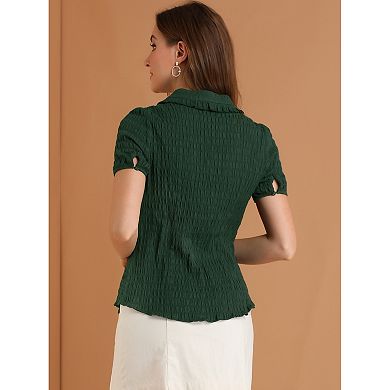 Women's Vintage Sweet Doll Collar Button Down Soft Shirt