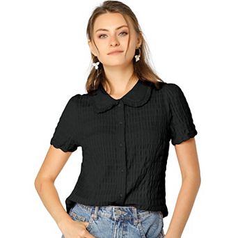 Women's Vintage Sweet Doll Collar Button Down Soft Shirt