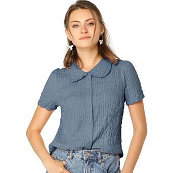 Women's Vintage Sweet Doll Collar Button Down Soft Shirt