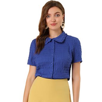 Women's Vintage Sweet Doll Collar Button Down Soft Shirt