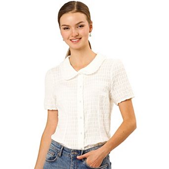 Women's Vintage Sweet Doll Collar Button Down Soft Shirt