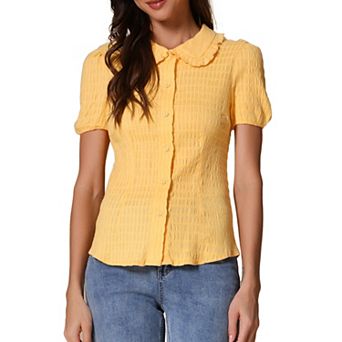 Women's Vintage Sweet Doll Collar Button Down Soft Shirt