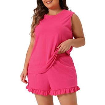 Plus Size Pajamas Set For Women Knit Tank Top Sleepwear