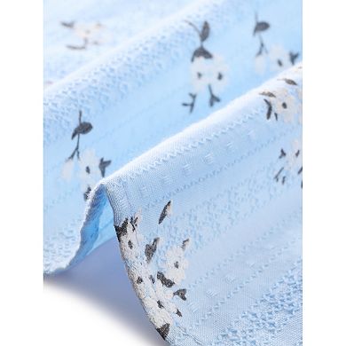 Women's Floral Top Peter Pan Collar Cotton Short Sleeve Shirt
