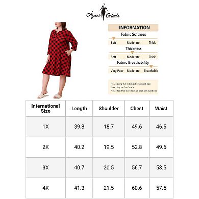 Plus Size Nightgown for Women Plaid V Neck Loungewear