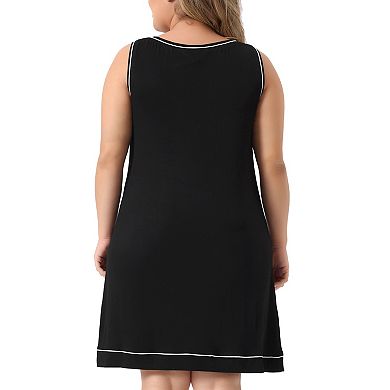 Women's Plus Size Nightgown Sleeveless Round Neck Lounge Sleep Dress PJs Nightgowns