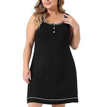 Women's Plus Size Nightgown Sleeveless Round Neck Lounge Sleep Dress PJs Nightgowns