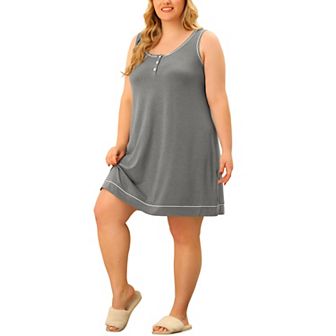 Women's Plus Size Nightgown Sleeveless Round Neck Lounge Sleep Dress PJs Nightgowns