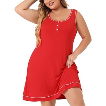Women's Plus Size Nightgown Sleeveless Round Neck Lounge Sleep Dress PJs Nightgowns