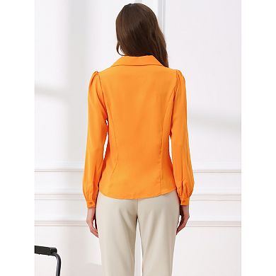 Women's Button Down Shirt Peter Pan Collar Tie Neck Workwear Blouses