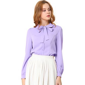 Women's Button Down Shirt Peter Pan Collar Tie Neck Workwear Blouses