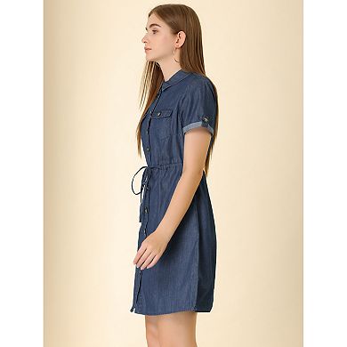Women's Casual Button Front Summer Short Sleeve Dresses