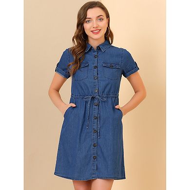 Women's Casual Button Front Summer Short Sleeve Dresses