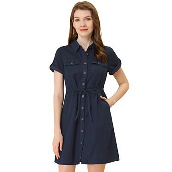Women's Casual Button Front Summer Short Sleeve Dresses