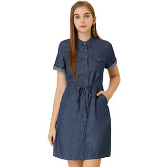 Women's Casual Button Front Summer Short Sleeve Dresses