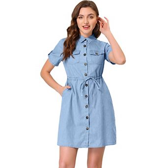 Women's Casual Button Front Summer Short Sleeve Dresses