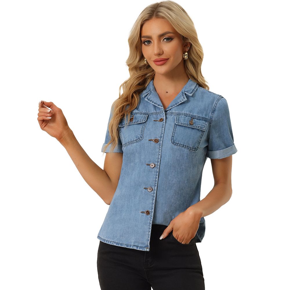 Button Up Denim Jacket with Chest Pockets