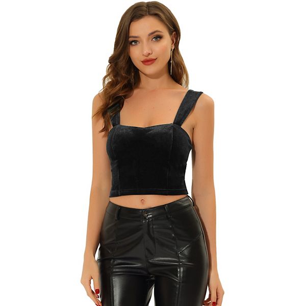 SWEETHEART NECK SLEEVELESS CHIFFON CROP TOP