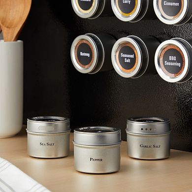 Talented Kitchen Set Of 24 Magnetic Spice Jars, 3oz Herb Tins, 269 Labels