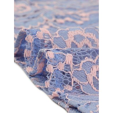 Women's Crochet Lace See Through Floral Ruffle Neck Blouse