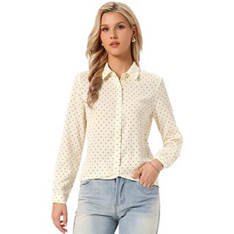 Women's Button Down Long Sleeve Ditsy Floral Shirt