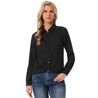 Women's Button Down Long Sleeve Ditsy Floral Shirt