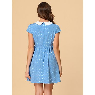 Women's Peter Pan Collar Above Knee Hidden Zipper Back A-line Dress
