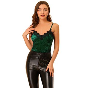 Women's Velvet Lace Spaghetti Strap Cami Top