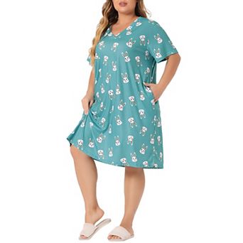 Women's Plus Size V Neck Star Short Sleeve Sleepwear Nightdress
