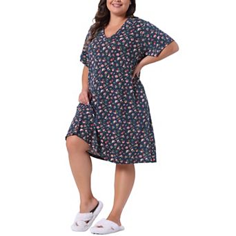 Women's Plus Size V Neck Star Short Sleeve Sleepwear Nightdress