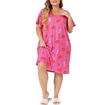 Women's Plus Size V Neck Star Short Sleeve Sleepwear Nightdress