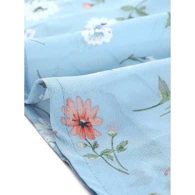 Women's Floral Lace-up Chiffon Dress