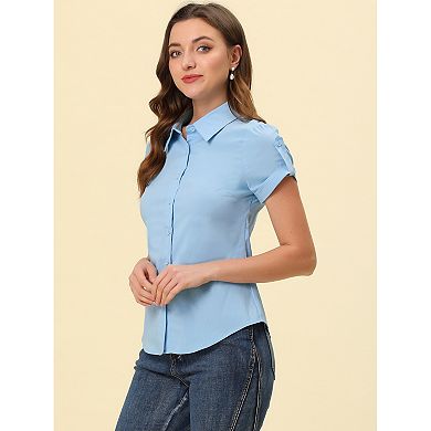 Women's Elegant Short Sleeve Career Button Down Shirt