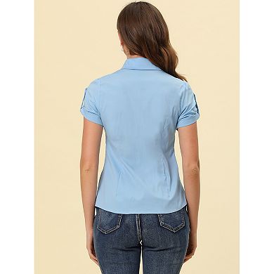 Women's Elegant Short Sleeve Career Button Down Shirt