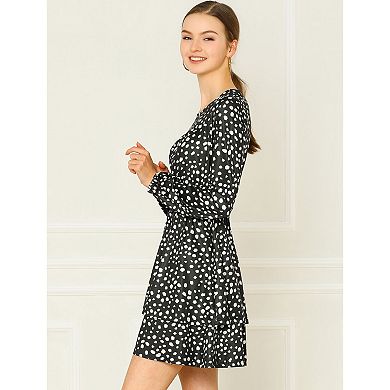 Women's Costume Leopard Long Sleeve Smock Layered Ruffle Hem Dress