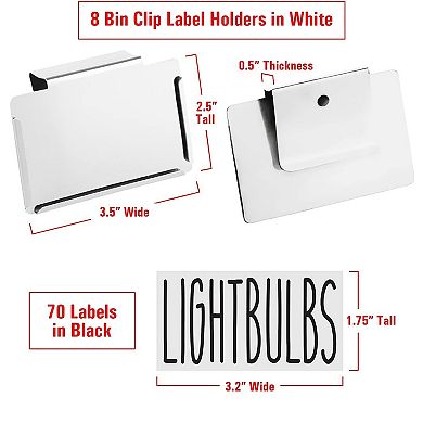 Talented Kitchen 8 Pack Metal Basket Labels Clip On Holders With 70 Labels